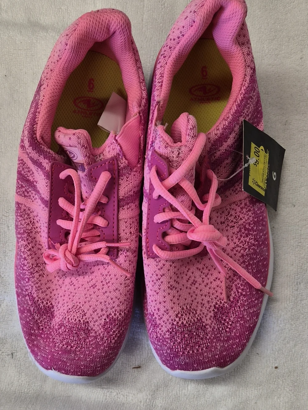 Athletic Works Pink Gradient Knit Kids Sneakers Size 6